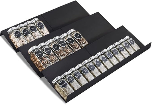 Expandable Spice Drawer Rack Organizer Insert for Kitchen Cabinet, Pack of 6