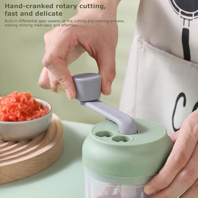 Generic Manual Food Mill Grinder & Garlic Press, Portable Hand Operated Garlic Crusher, Green