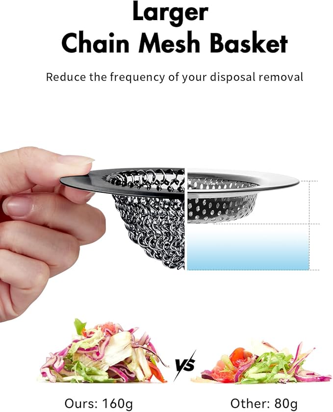 Revolutionary Kitchen Sink Drain Strainer, Patented Reversible Kitchen Sink Strainer, 304 Stainless Steel Sink Strainer Basket, Anti-Clogging & Handmade, Fit US Standard 3-1/2'' Sink Hole, Black