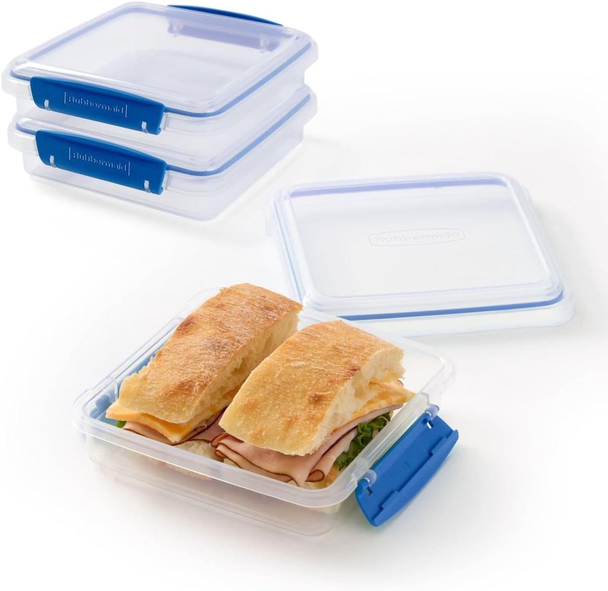 Pack & Go 450 mL Sandwich Container, 3-Pack, Meal Prep Containers with Secure Seal Lids