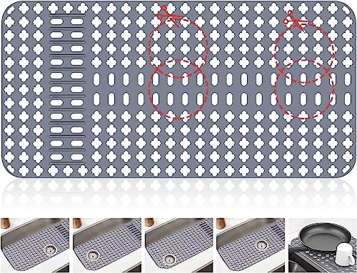 Upgraded Silicone Sink Mat 28"x14" Sink Protectors for Kitchen Sink with Rear Drain/Center Drain,Sink Rack for Bottom of Sink, Kitchen Sink Mats for Bottom of Stainless Steel/Porcelain Sink
