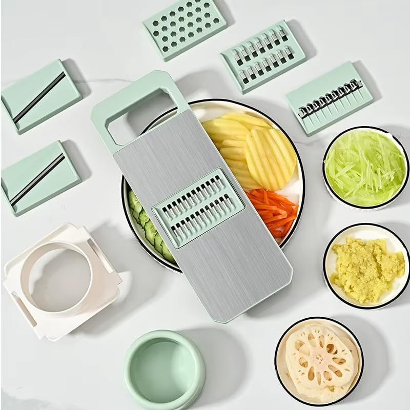 ANAM Mandoline Slicer & Vegetable Cutter – 6-in-1 Manual Food Chopper with Container – Stainless Steel Blades for Onions, Fruits & Vegetables – BPA-Free, Dishwasher Safe, Non-Slip Base, Easy Meal Prep - Image 3