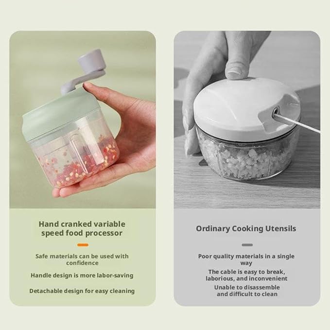 Baby Food Grinder & Manual Garlic Chopper, Portable Hand Operated Garlic Crusher Garlic Mincing Tool Garlic Masher Handheld Garlic Press for Outdoor Picnics and Home Use