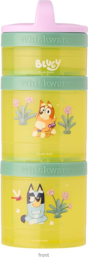 Whiskware Bluey Stackable Snack Containers for Kids and Toddlers, 3 Stackable Snack Cups for School and Travel, Bluey and Bingo (Pack of 1)