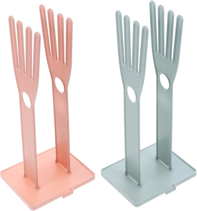 Hemobllo 2-Pack Kitchen Glove Drying Rack with Detachable Design Countertop Organizer for Gloves Dishcloths and Mitten Storage Space-Saving Plastic Stand for Sink Area