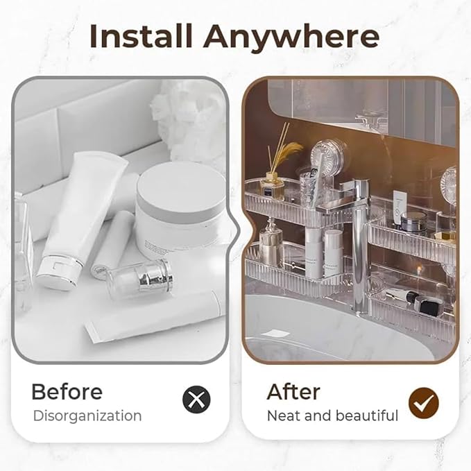 Universal Removable Faucet Storage Rack,Removable Faucet Storage Rack Installs,Bathroom Sink Shelf Over, No Drilling Required, Residual Water Automatically Drains Away (White)