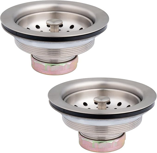 2-Pack Kitchen Sink Basket Strainer and Stopper, Brushed Nickel