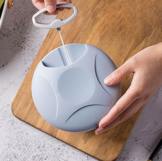 Manual Hand -Powered Food Chopper with Pull-Cord Mechanism – Compact Vegetable Cutter, Dicer & Mincer with Stainless Steel Blades – Ideal for Onions, Garlic, Herbs, Nuts & More – (GREY)