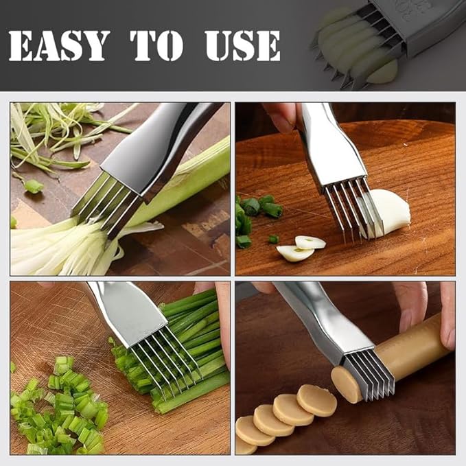 Shred Silk The Knife, 2024 New Stainless Steel Chopped Green Onion Knife, Food Speedy Chopper, Sharp Scallion Shredding Cutter, Kitchen Vegetable Cutter Household Multifunctional Food Slicer(1pcs)