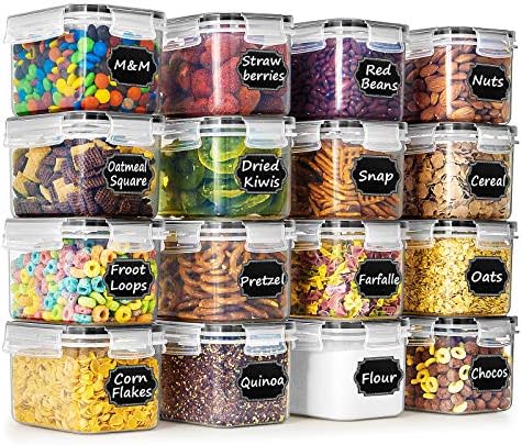 Airtight Food Storage Containers with Lids 0.8L, 16PCS, Black