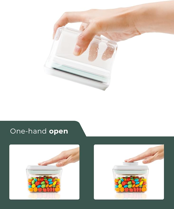 Mini Snack Container, 0.3 Qt / 320ml Small Airtight Food Storage Container with Pop-Top Lid, BPA-Free Food-Grade Plastic Jar for Candy, Nuts, Brown Sugar, Tea Bags, Spices