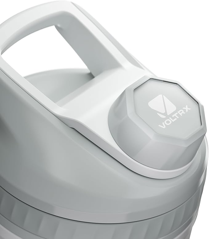 VOLTRX ChillMix Shaker Bottle Insulated Stainless Steel - USB C Rechargeable Electric Protein Shake Mixer, Shaker Cups for Protein Shakes and Meal Replacement, Ice White, 16 oz