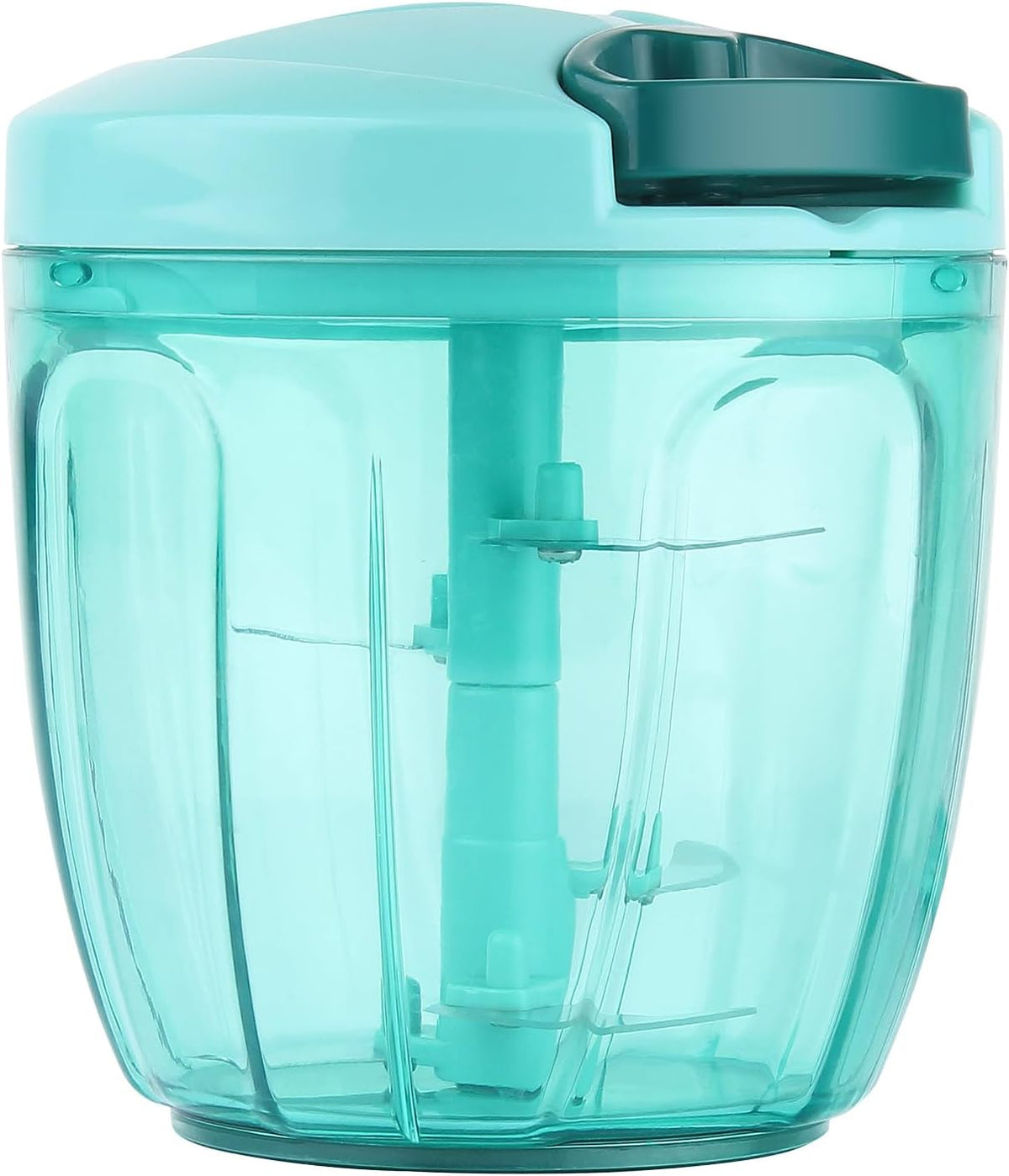 Manual Food Processor Vegetable Chopper, Portable Hand Pull String Garlic Mincer Onion Cutter for Veggies, Ginger, Fruits, Nuts, Herbs, etc., 900ml, Blue