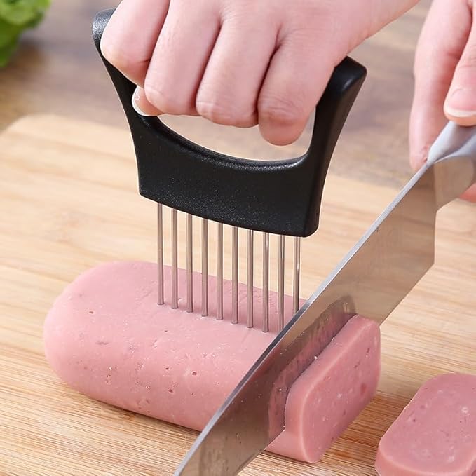 Onion Holder Lemon Slicer Cutter for Food & Veggies, Vegetable Chopper Assistant Tool for Meat, Potato & Tomato (Pink, 1PCS)