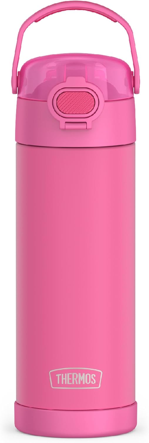 FUNTAINER Water Bottle with Spout, 16oz, Neon Pink