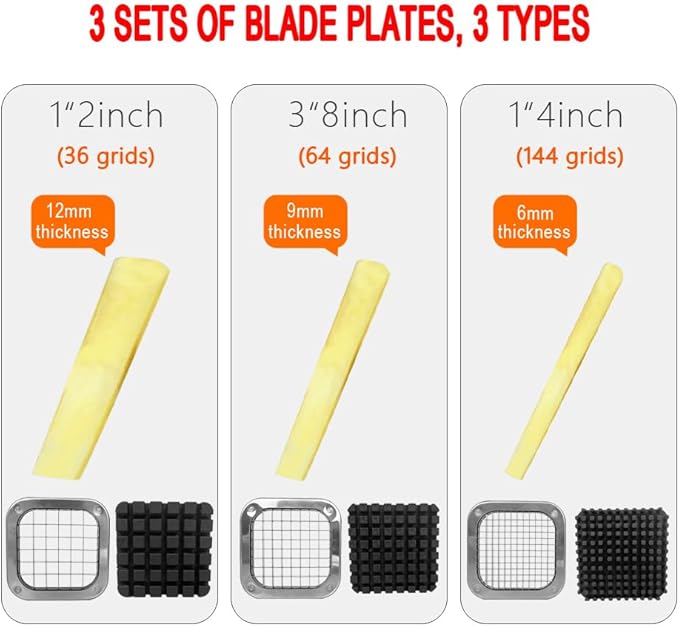 French Fry Cutter Stainless Steel Heavy Duty Manual Potato Slicer Commercial 3/8 Inch Blades Potato Cutter Blade (Accessory 3/8" Blade)