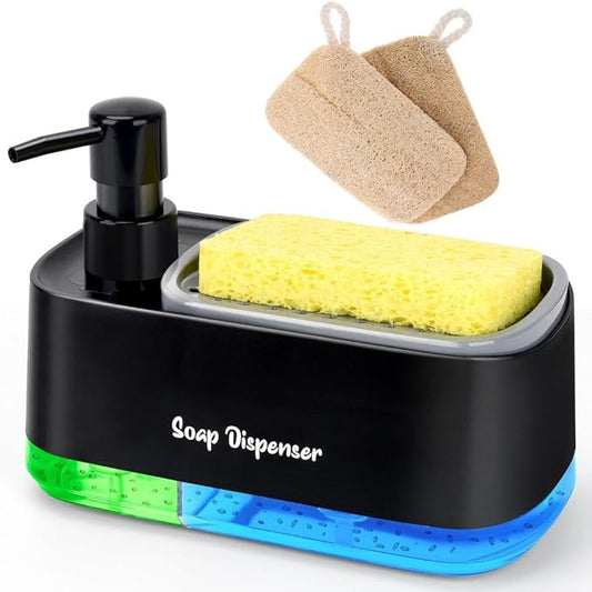 5-in-1 Kitchen Soap Dispenser Set with Sponge Holder, Black