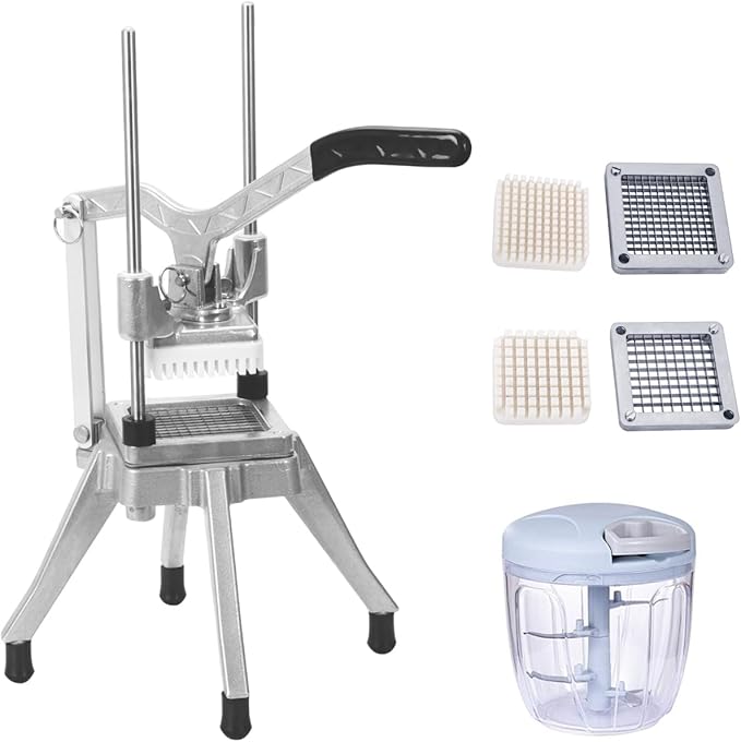 Commercial Vegetable Fruit Chopper 1/4″&3/8″ Blade Heavy Duty Professional Food Dicer Kattex French Fry Cutter Onion Slicer Stainless Steel for Tomato Peppers Potato