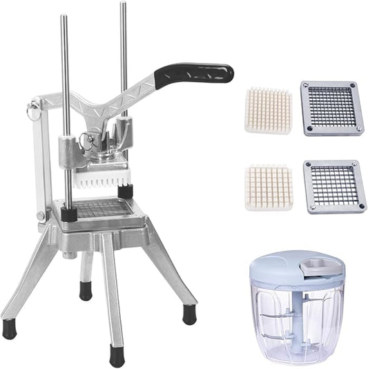Commercial Vegetable Fruit Chopper 1/4″&3/8″ Blade Heavy Duty Professional Food Dicer Kattex French Fry Cutter Onion Slicer Stainless Steel for Tomato Peppers Potato