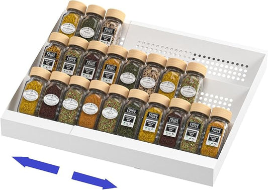 Expandable Metal Spice Drawer Organizer, 3-Tier