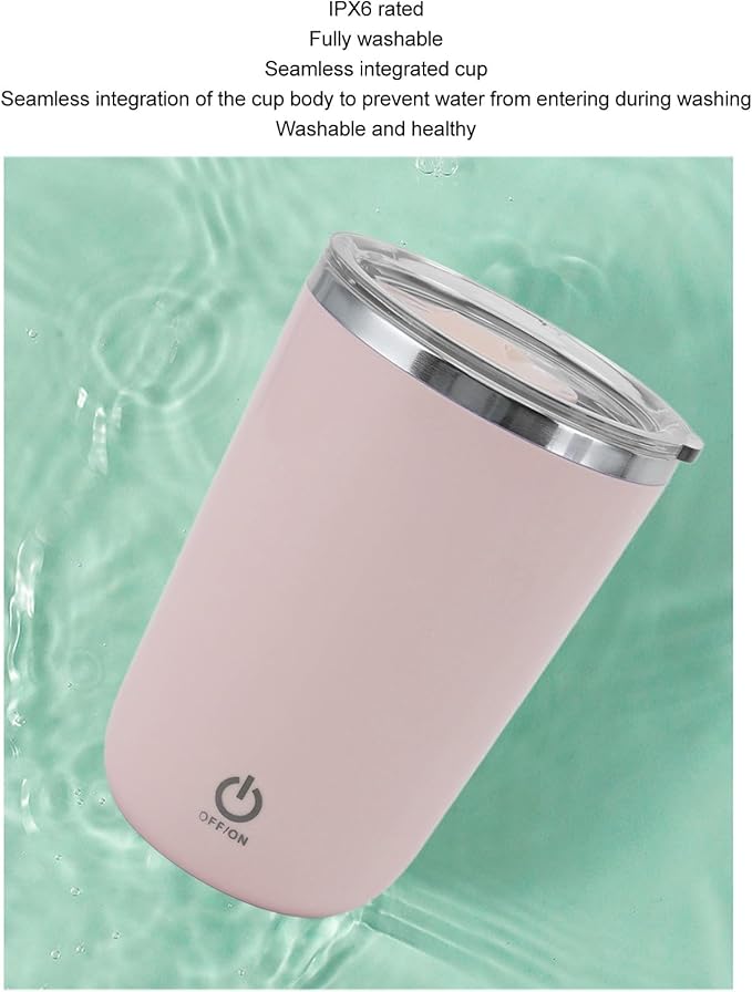 Tissting Shaker Bottle 11.8oz Electric Mixer Cup Stainless Steel Self Stirring Blender USB Rechargeable Coffee Mug for Sports, Workouts, Office (Light Pink)