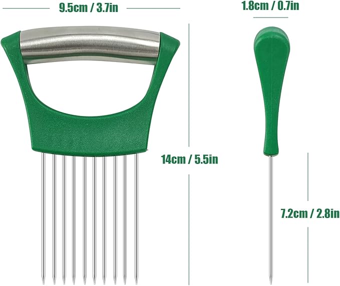 Green Stainless Steel Onion Holder for Slicing,Onion Slicer Holder, Onion Cutter for Slicing of Onions, Tomatoes,Avocados,Eggs and Other Vegetables,St. Patrick's Day Gift Kitchen Utensils (Green)