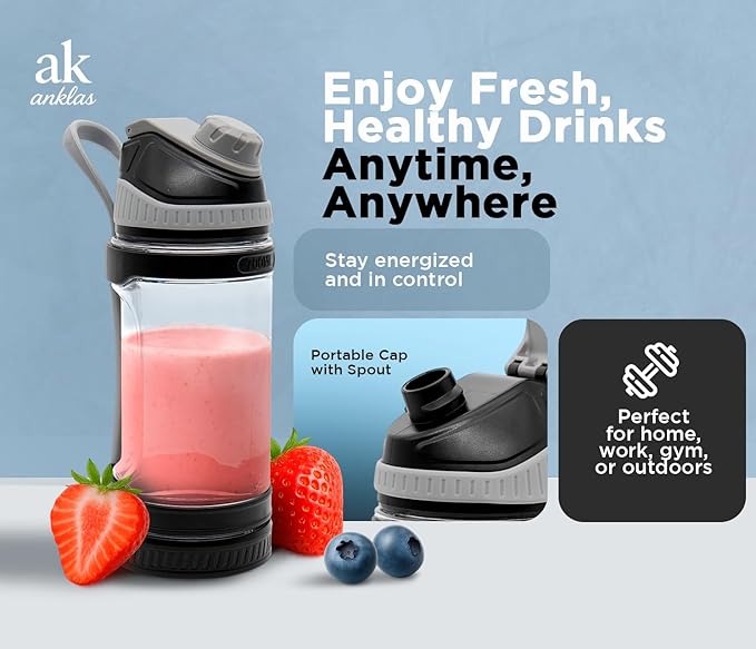 Rechargeable Smoothie Blender 700ml – Portable Mini Travel Blender for Shakes and Smoothies with Six Stainless Steel Blades and USB Charging.