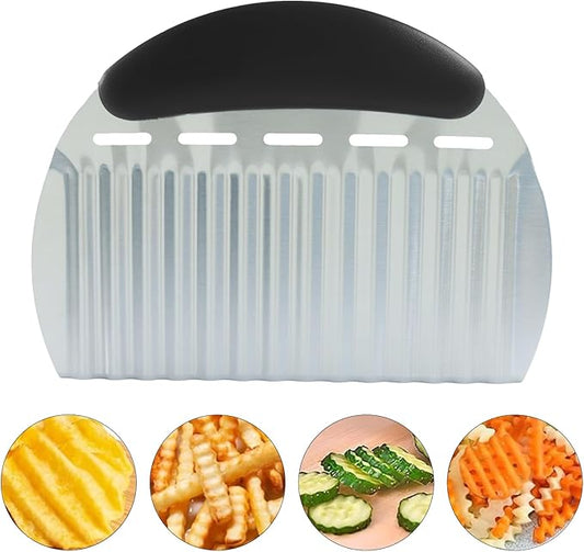 Crinkle Cutter for Veggies & Potatoes - Heavy Duty Stainless Steel Wave Knife & French Fry Slicer Crinkle Cutting Tools with Comfortable Handles for Carrots, Onions, and Fruits