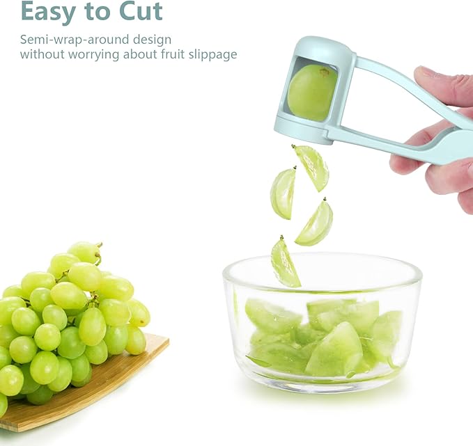 Luvan Grape Cutter for Toddlers, Grape Slicer for Baby, Grape Tomato Cherry Strawberry Cutter Tools Into 4 Pieces for Vegetable Fruit Salad, Stainless Steel Quarter Grape Slicer Kitchen Gadget