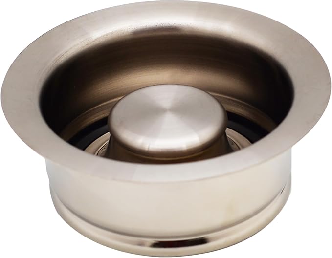 Westbrass A2165-07 4-1/4" OD Post Style Large Kitchen Basket Strainer with Waste Disposal Flange and Stopper Drain Set, Satin Nickel