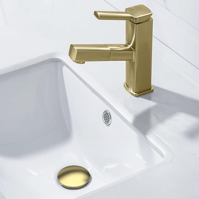 KAIYING Pop Up Drain, Bathroom Sink Drain Stopper with Overflow, Vessel Sink Drain Assembly with Detachable Basket Stopper, Anti-Explosion and Anti-Clogging Drain Strainer（Brushed Champagne Gold）