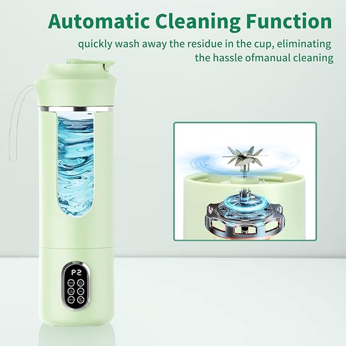 530ML Portable Blender,Mini Portable Electric USB Juicer,Small Personal Blender for Smoothies and Shakes,With Automatic Cleaning Function,Multi-Purpose and Easy To Use(green)
