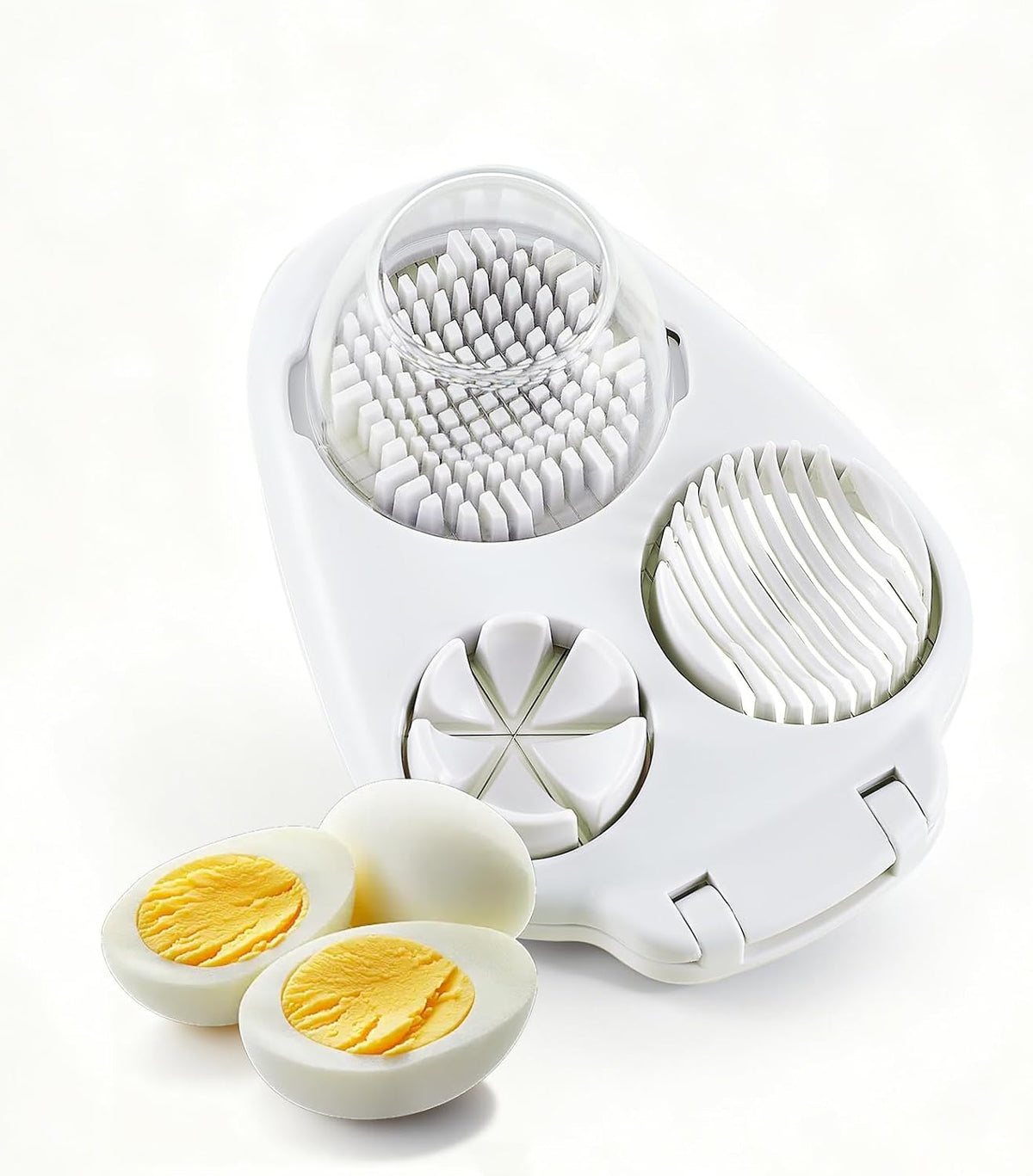 3-In-1 Egg Slicer for Hard Boiled Eggs - Stainless Steel Multipurpose Egg Cutter, Ideal Three Way Egg Slicer & Kitchen Chopper Tool for Strawberry, Mushroom, Grape, Tomato