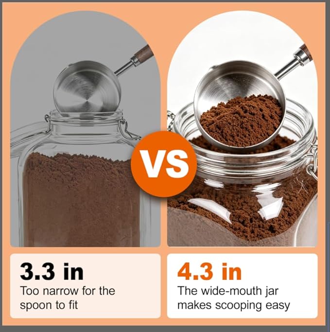 2 Pack 1.1 Gallon Square Super Wide Mouth, Airtight Glass Storage Jars, with Measurement Marks, Leak-Proof Lids for Kitchen Pantry, Canning, Dry Food (Flour, Sugar) & Drinks