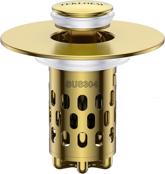 Bathroom Sink Drain Strainer, Gold, 1 Pack