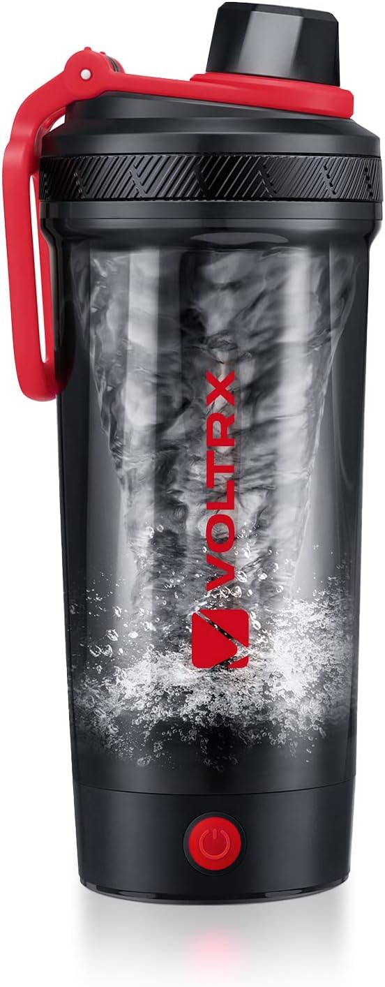 VOLTRX Shaker Bottle, Gallium USB C Rechargeable Electric Protein Shake Mixer, Shaker Cups for Protein Shakes and Meal Replacement Shakes, BPA Free, Made with Tritan, 20oz, Red