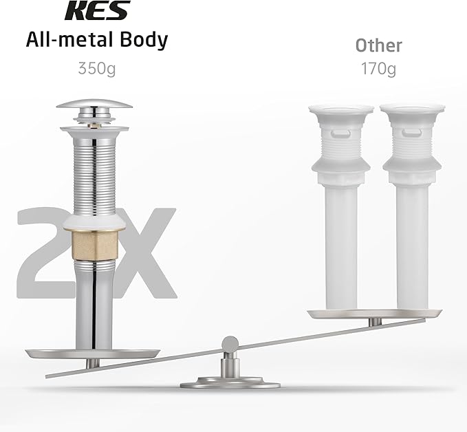 KES Bathroom Sink Drain with Strainer Basket Hair Catcher Anti Clog Pop Up Drain Stopper Vanity Vessel Sink Without Overflow, Polished Chrome S2013D-CH