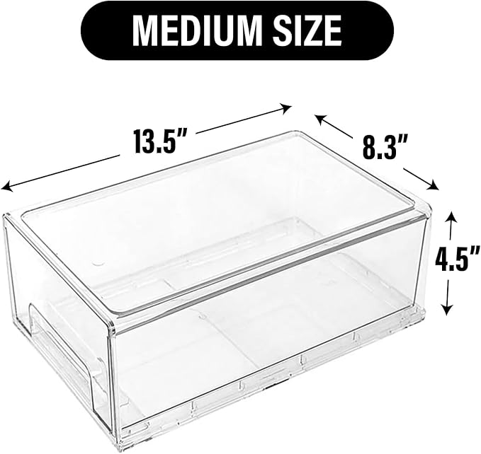 ShelfShaper Clear Plastic Storage Drawer Organizer Bins, Perfect for Kitchen Organization or Pantry Organization and Storage, Fridge Drawer Organizer Bins, Pantry Storage and Organization Bins