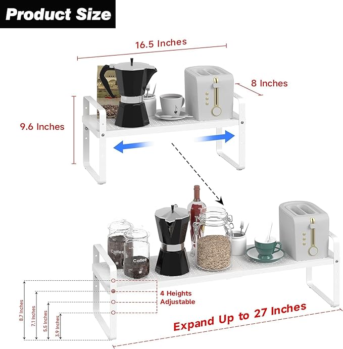 Spice Rack Organizer - 16.5"-27" Expandable Shelf (3 Pack)