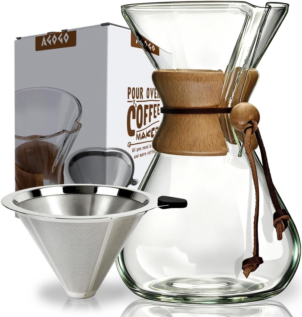 Pour Over Coffee Maker Set, 40oz Classic Style, 304 Stainless Filter