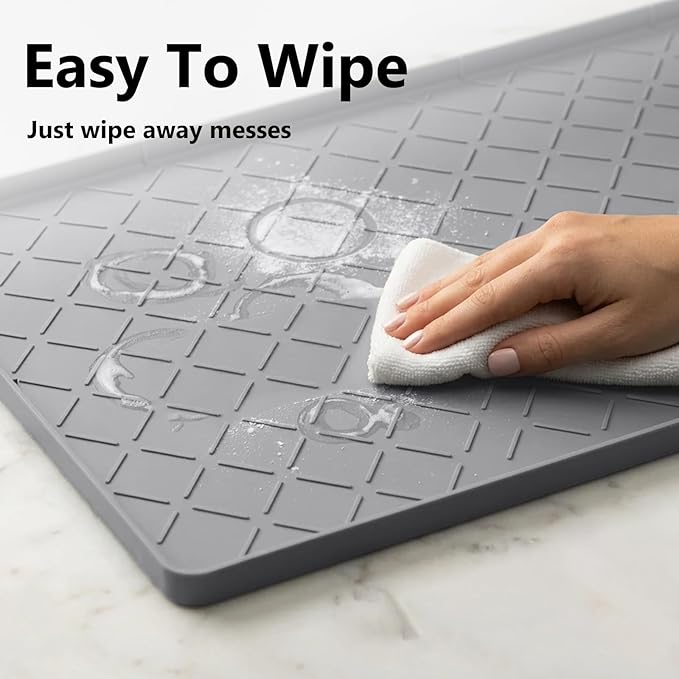 Mateeylife Under Sink Mats for Kitchen Waterproof 28"X19", Undersink Protectors，Silicone Mat Cabinet Liner, Under Sink Organizer for Bathroom and Kitchen，Boot Tray Pet Food Mat, Dark Grey