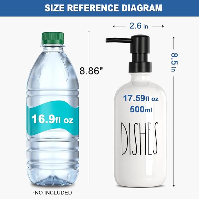 Dish Soap Dispenser for Kitchen, Ceramic Dish Soap Dispenser with Sponge Holder, White Dispenser Set with Tray, 3 in 1 Countertop Sink Organizer, Farmhouse Modern Kitchen Decor