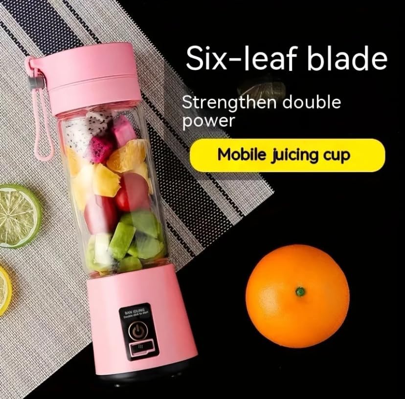 E&M's Portable Blender & Juicer Combo, USB Rechargeable, Pink, Mediam - Image 5