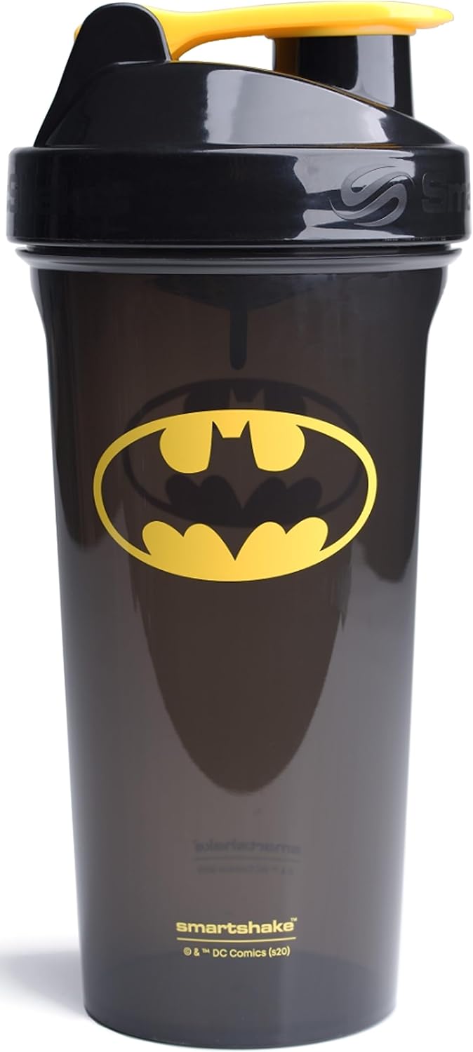 Lite Justice League Protein Shaker Bottle 800ml – DC Comics Water Bottle, Leakproof BPA Free Gym Shaker Bottle for Protein Shakes And Protein Powder - Batman Logo