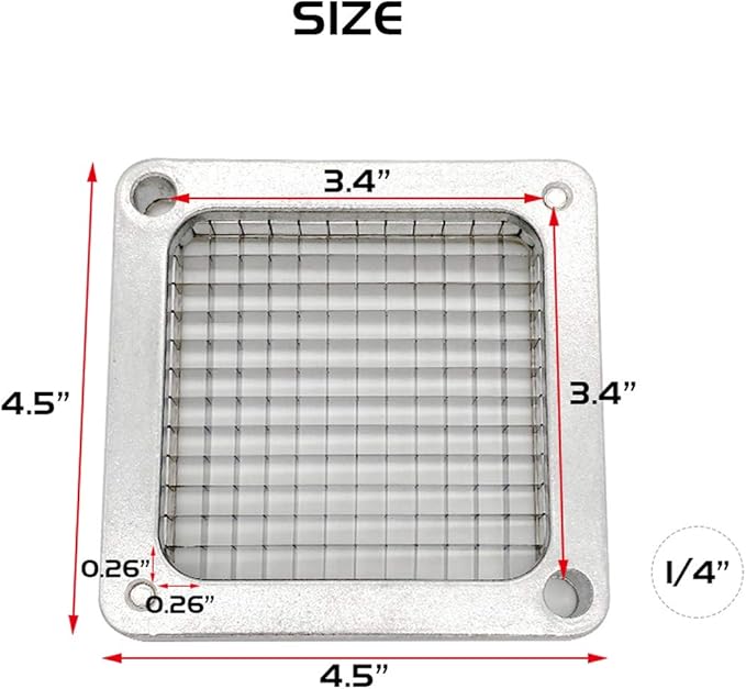 2pcs 1/4" Replacement Blade Set for Commercial Vegetable Chopper, Stainless Steel Interchangeable Blade & Pusher Block Set for Fruit Dicer Cutter