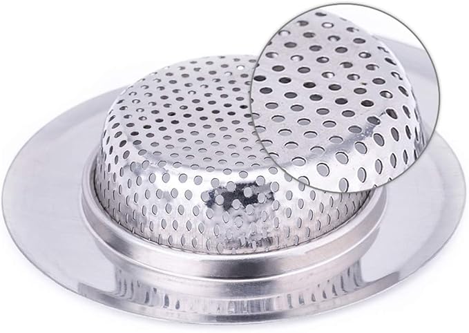 CORNERJOY 4.5 Inch Diameter Rim Heavy Duty Stainless Steel Kitchen Sink Basket Strainer, Large (Pack of 2)