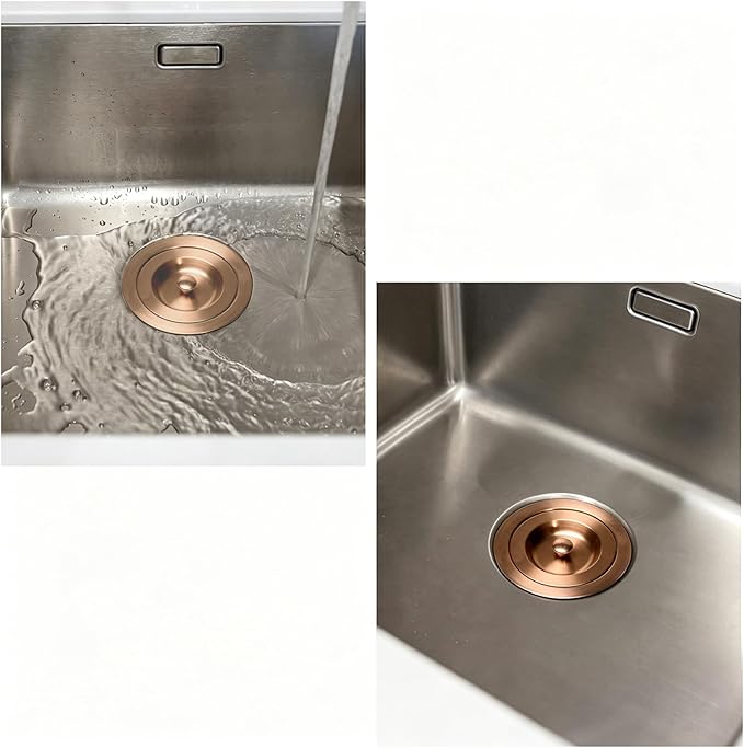 KONE 3/1-2 Inch Sink Drain Assembly Antique Copper Kitchen Sink Drain Kit Copper Stainless Steel Sink Basket Strainer Rubber Stopper, Sealing Lid/Removable Deep Waste Basket for Home, Kitchen