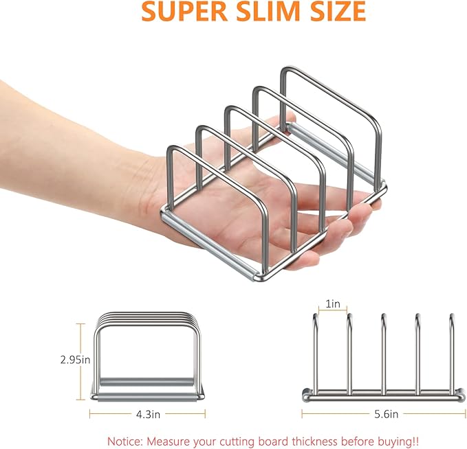KORRTFID Cutting Board Organizer Stand Holder,304 Stainless Steel Chopping Board Holder,Pot Pan Lid Holder Rack kitchen Shelf Bakeware,Cookie Sheets Organizer (1.0 Inch Width Slots)