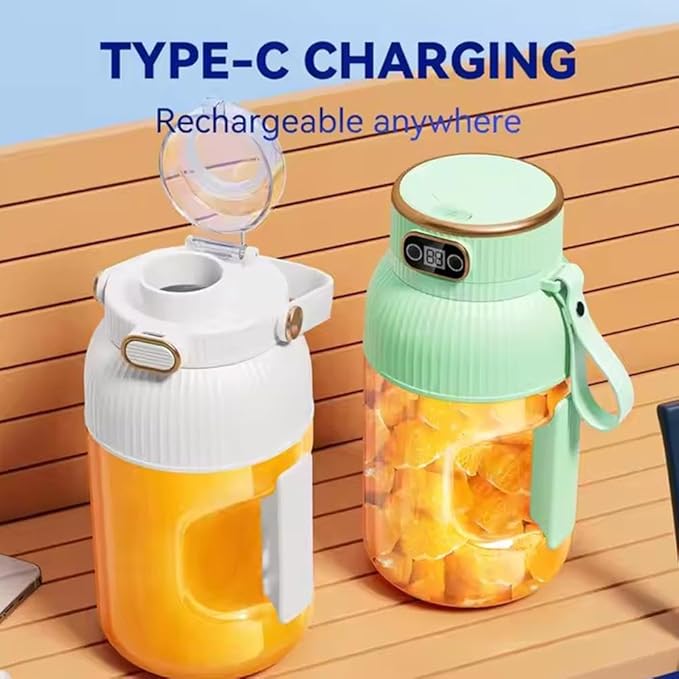 Portable Blender,On the Go Blender,Multifunctional Juicer Cup with Digital Display,Fresh Juice Portable Blender for Smoothies or Shakes,Wireless USB Rechargeable Fruit Blender for Outdoor (Blue2)