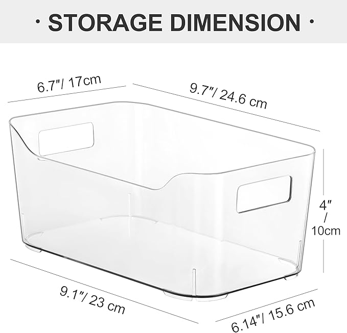 Heyuzb Pantry Organizers and Storage, 12 Pack Clear Plastic Storage Bins for Freezer, Multi-Use Organizer Bins for Kitchen, Office, Fridge, Cabinet and Shelf Organizing